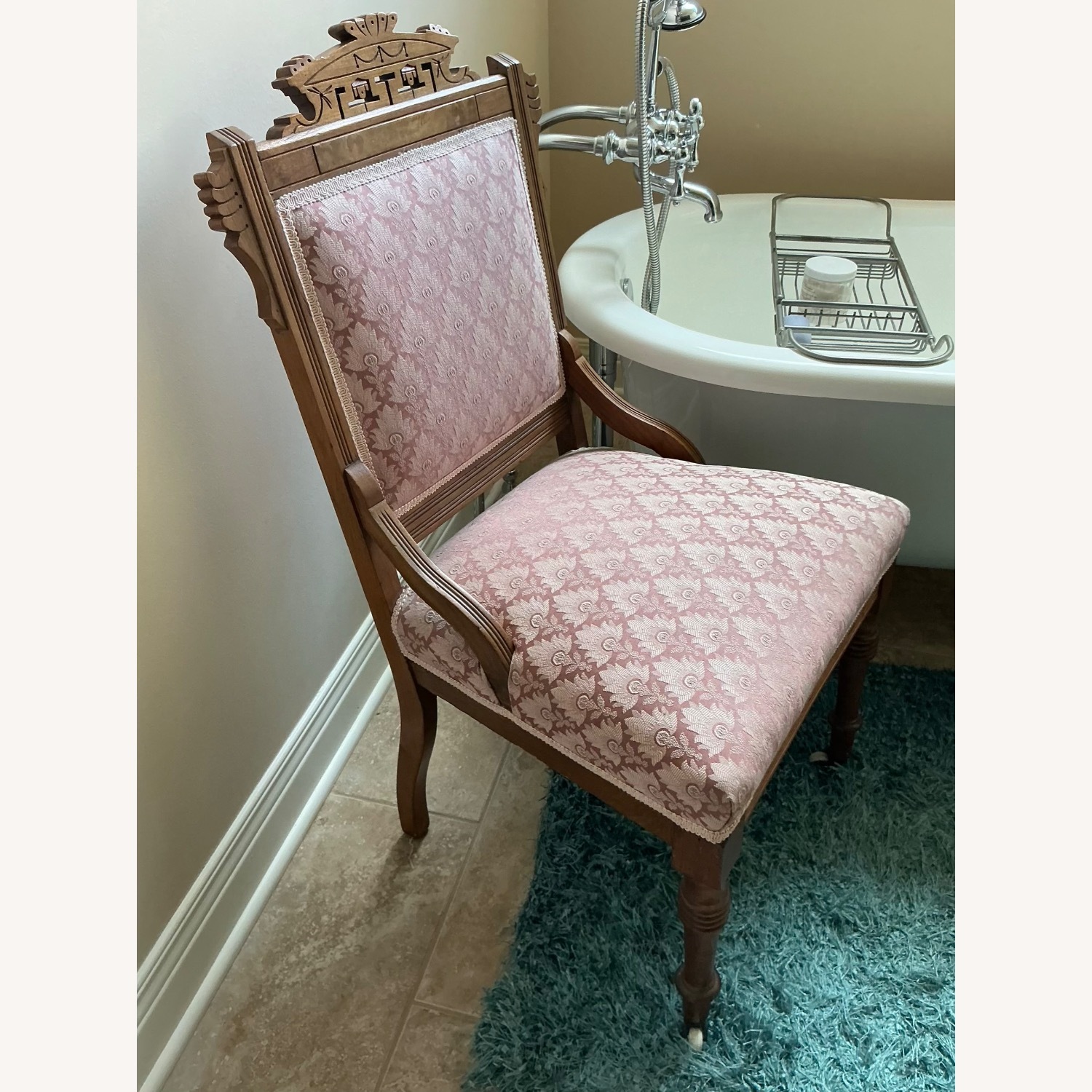 Antique East Lake Ladies Desk Chair with Castors - image-1