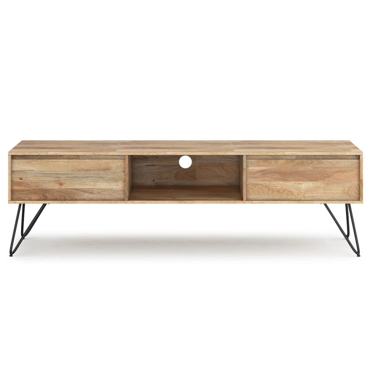 68"W Solid Mango Wood Industrial TV Stand - image-5