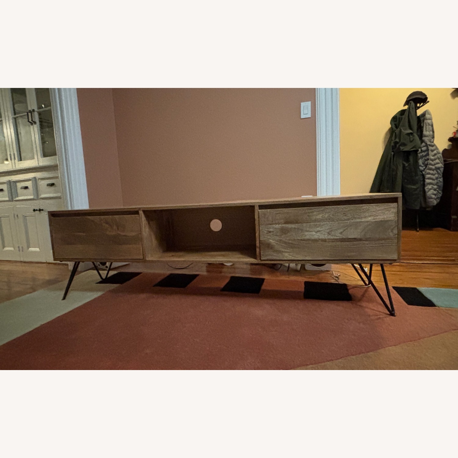 68"W Solid Mango Wood Industrial TV Stand - image-1