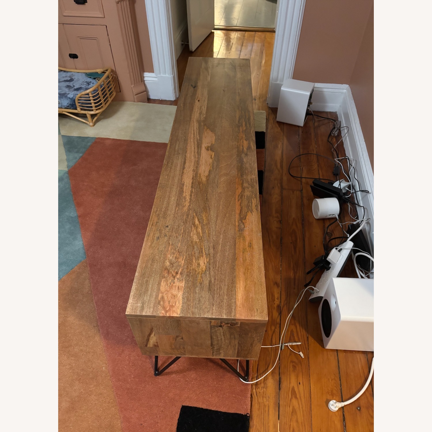 68"W Solid Mango Wood Industrial TV Stand - image-2