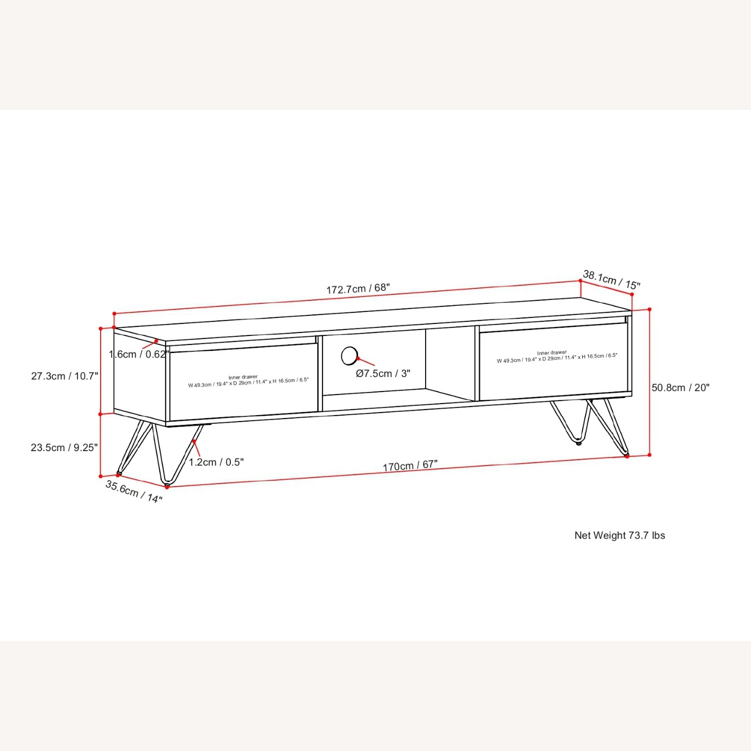 68"W Solid Mango Wood Industrial TV Stand - image-4
