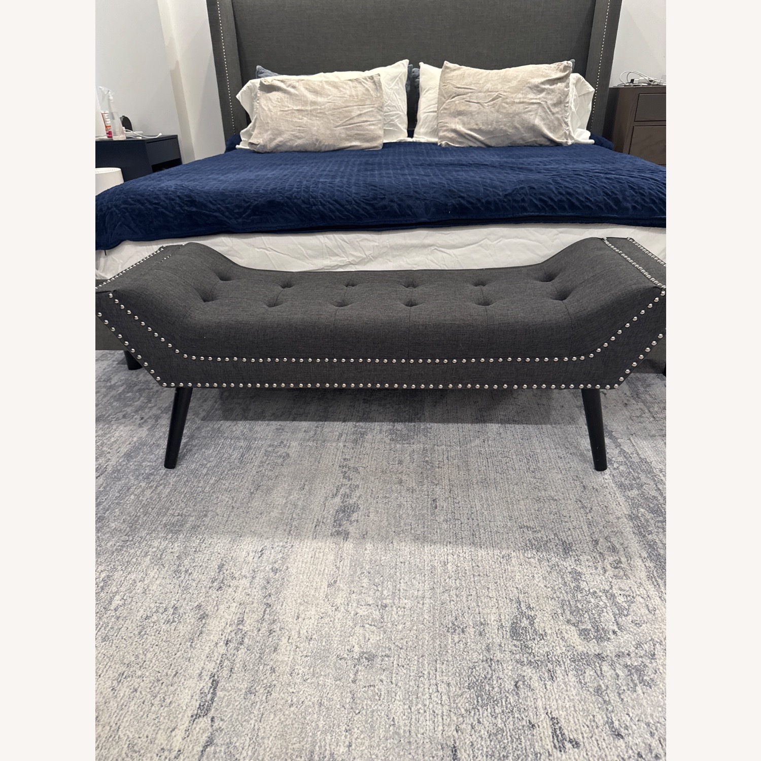 Gray Studded Bench - image-1
