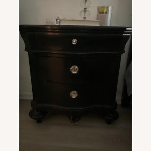 Used Raymour & Flanigan Two 2 Black Nightstands for sale on AptDeco