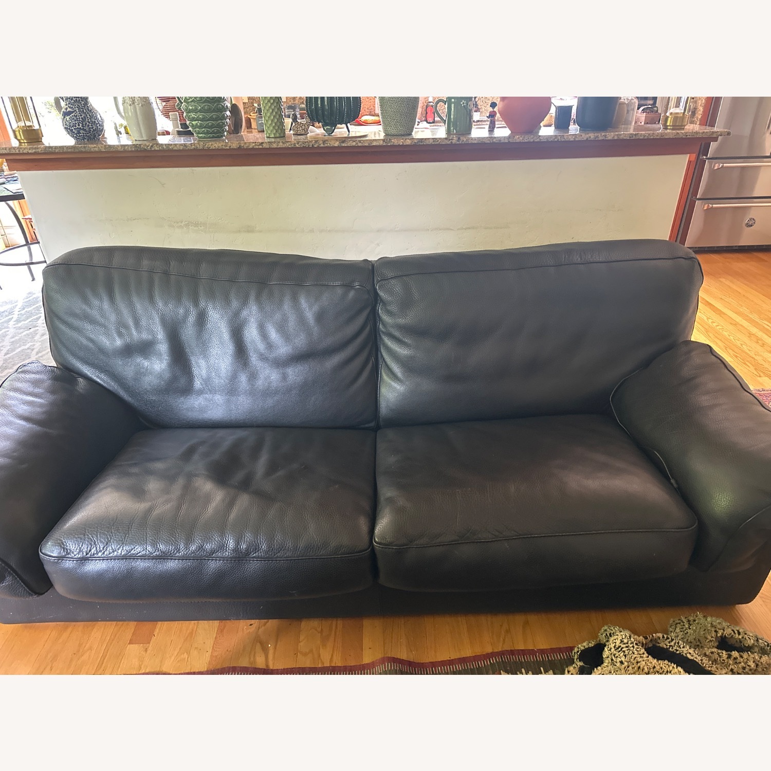 Roche Bobois Black Grain Leather Sofa Bed  - image-1