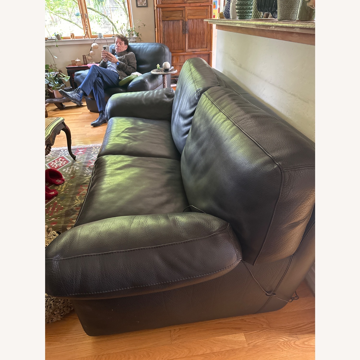 Roche Bobois Black Grain Leather Sofa Bed  - image-3