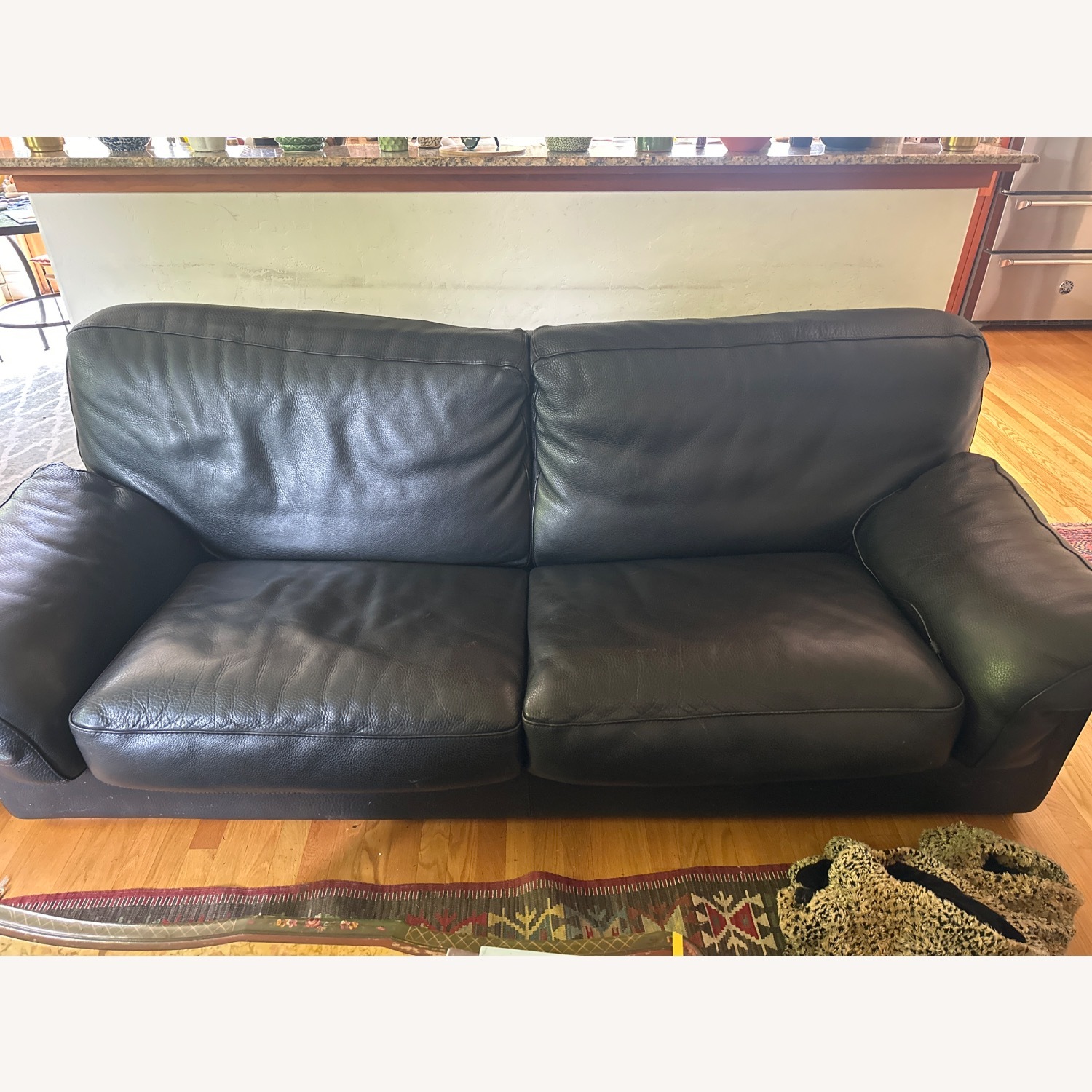 Roche Bobois Black Grain Leather Sofa Bed  - image-2