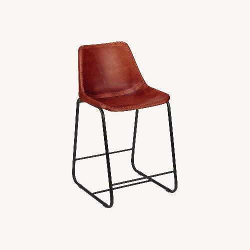 Used CB2 Roadhouse Leather Bar Stool Set of 5  for sale on AptDeco