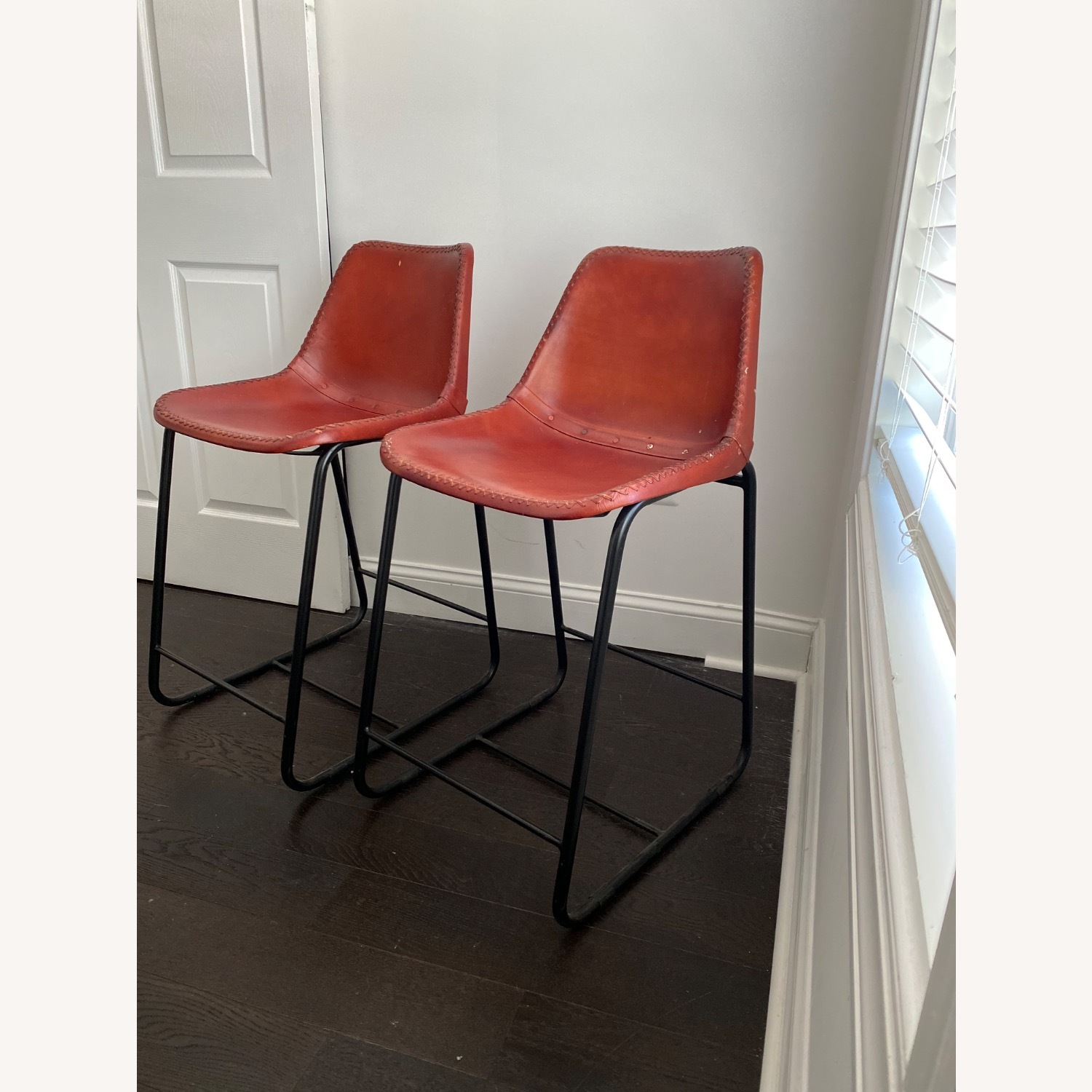 CB2 Roadhouse Leather Bar Stool Set of 5  - image-6