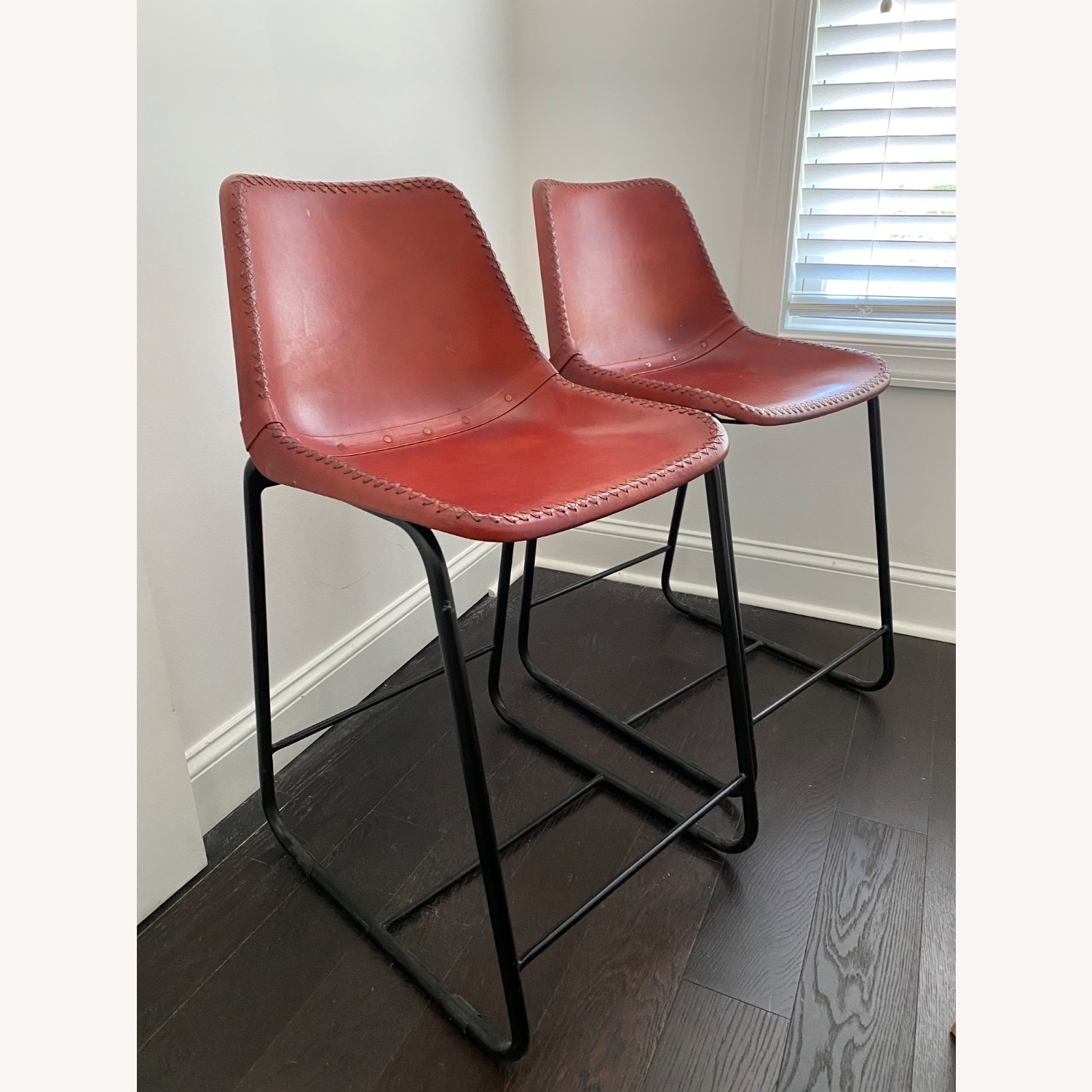 CB2 Roadhouse Leather Bar Stool Set of 5  - image-3