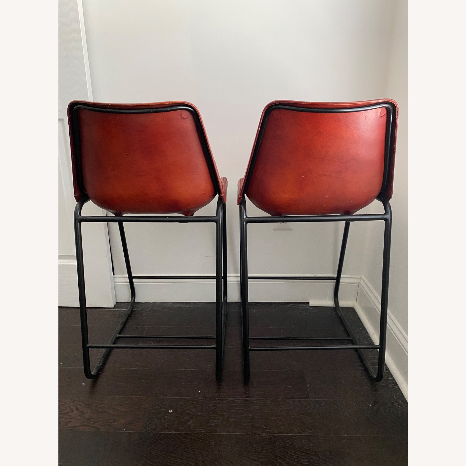 CB2 Roadhouse Leather Bar Stool Set of 5  - image-9