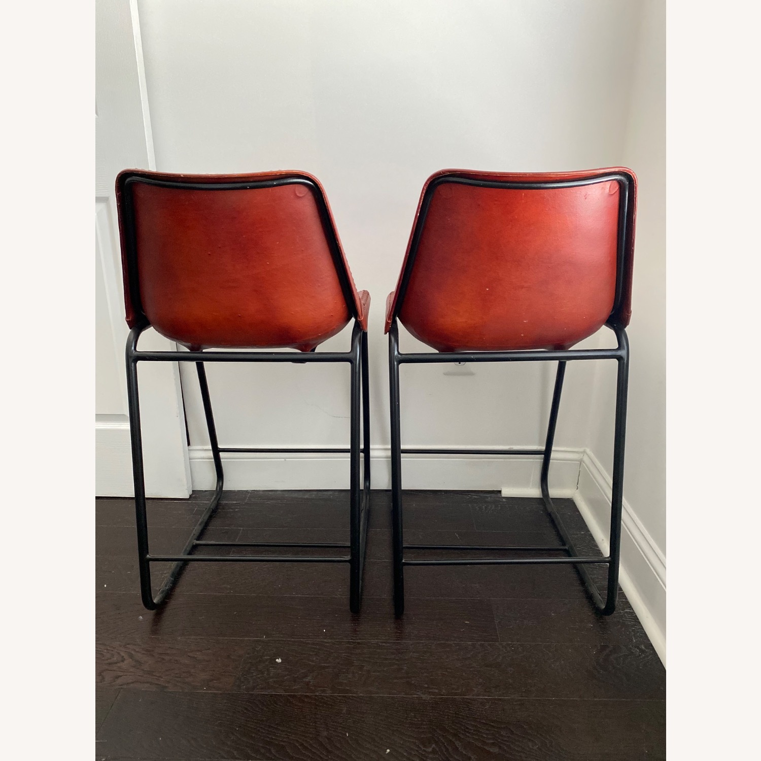 CB2 Roadhouse Leather Bar Stool Set of 5  - image-8