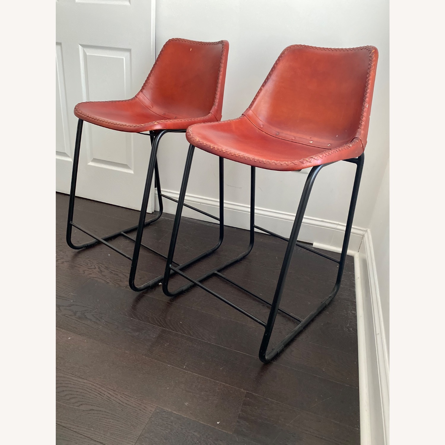 CB2 Roadhouse Leather Bar Stool Set of 5  - image-5