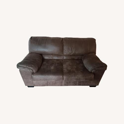 Used Brown Faux Leather Loveseat for sale on AptDeco