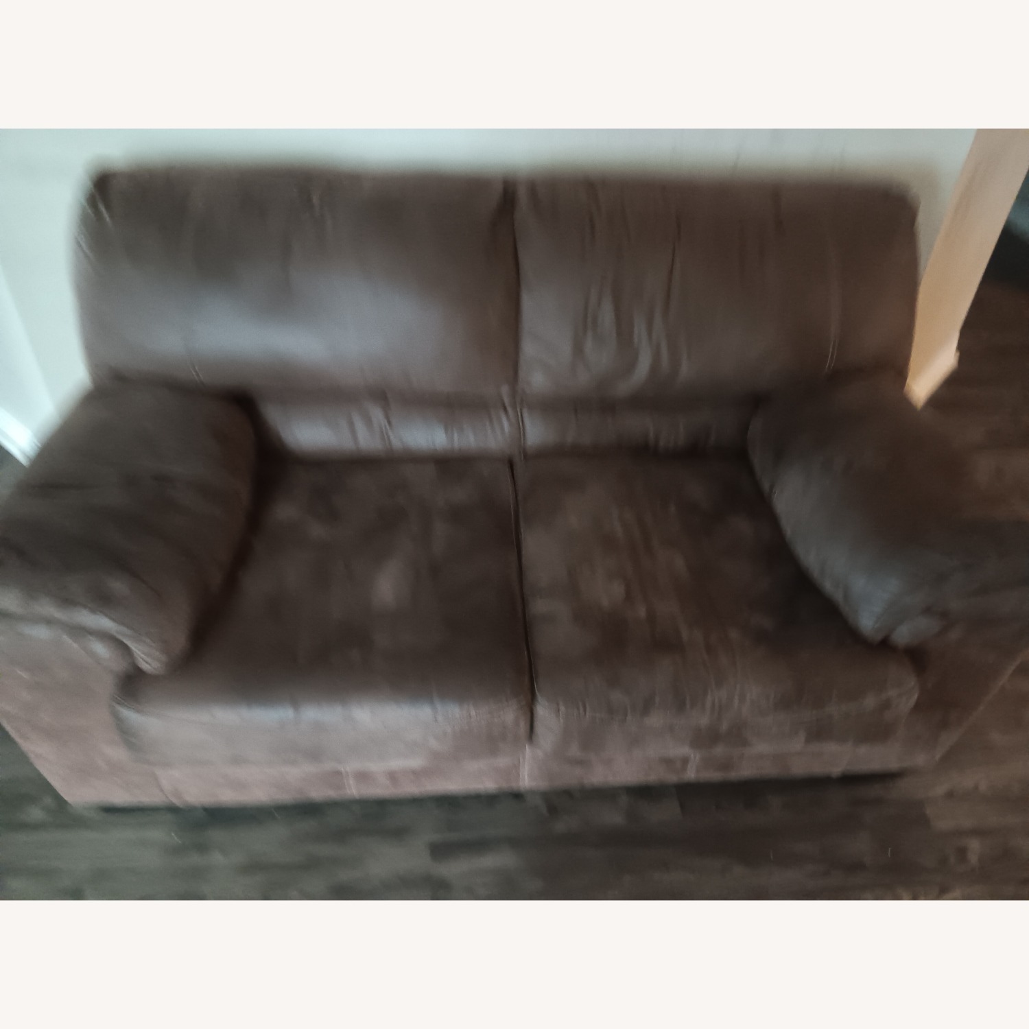 Brown Faux Leather Loveseat - image-2