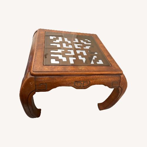 Used Vintage Chinoiserie End Table Wood Glass for sale on AptDeco