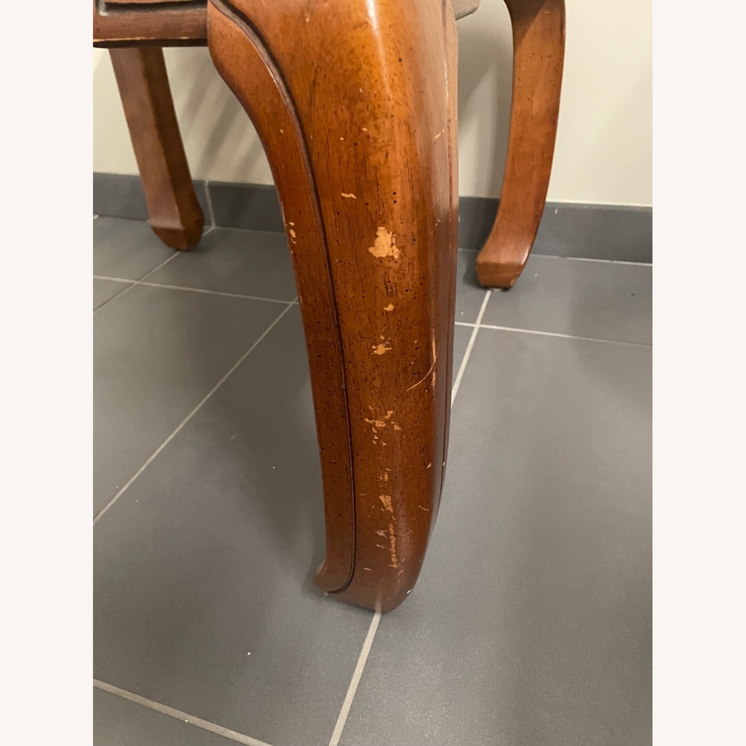 Vintage Chinoiserie End Table Wood Glass - image-4