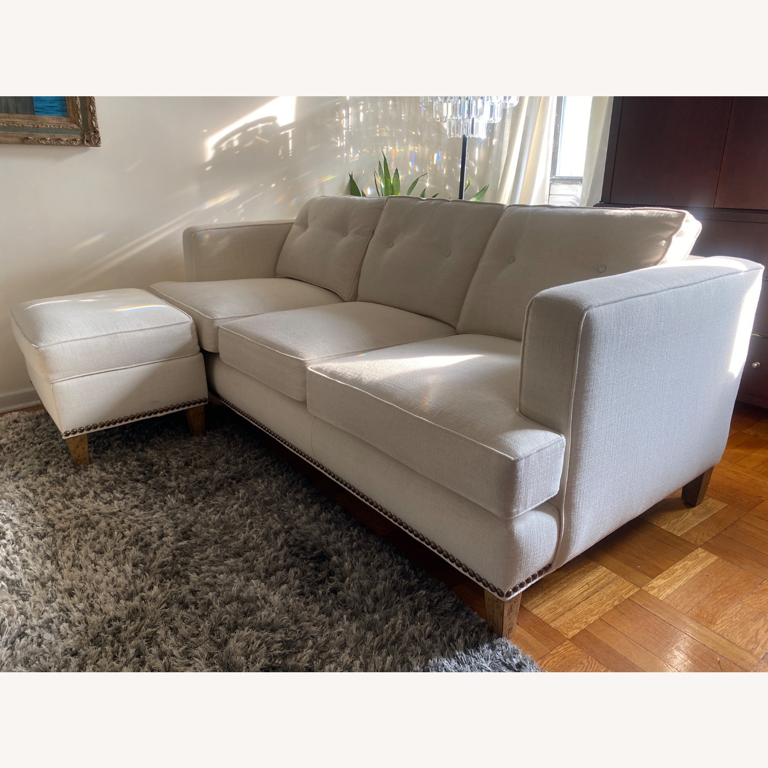Arhaus Ivory 3-Seater Sofa and Ottoman - image-2