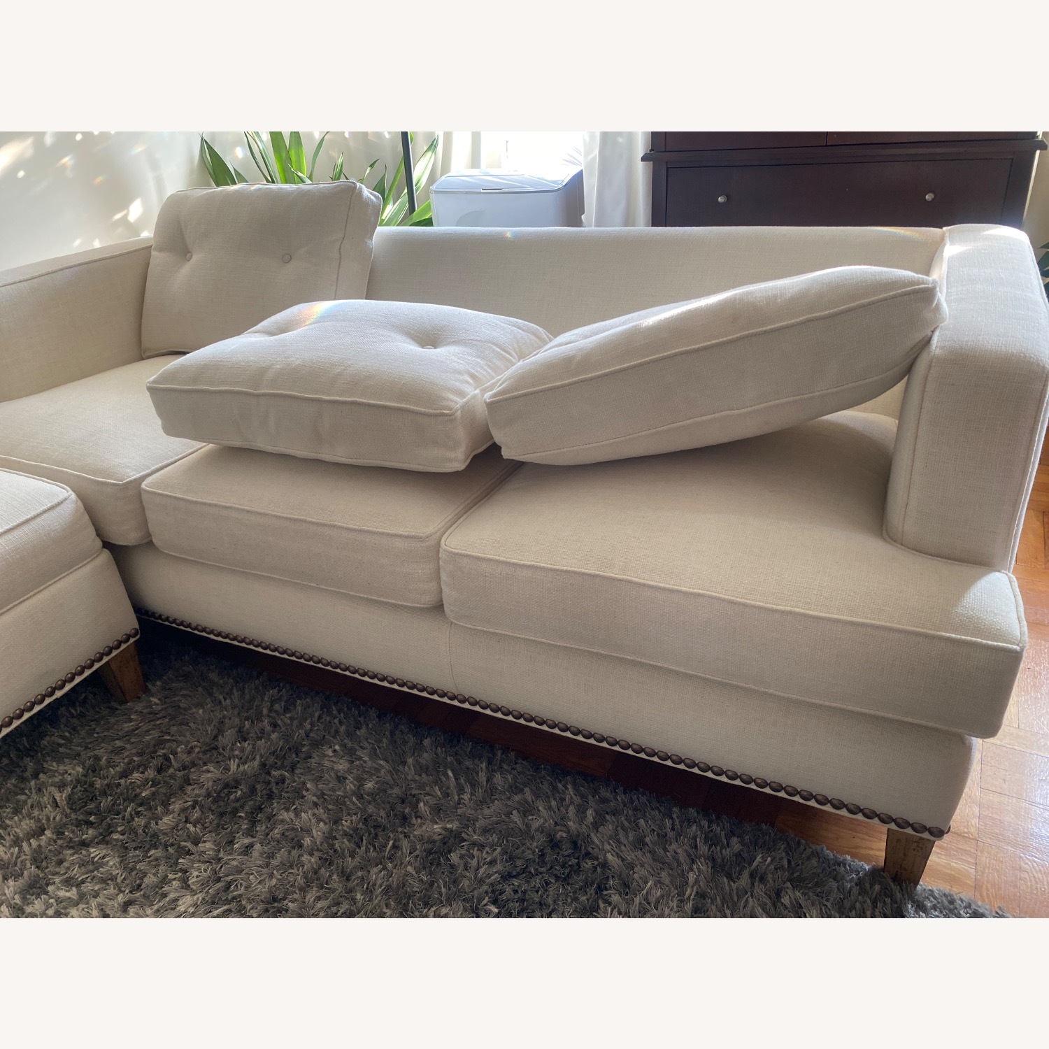 Arhaus Ivory 3-Seater Sofa and Ottoman - image-8