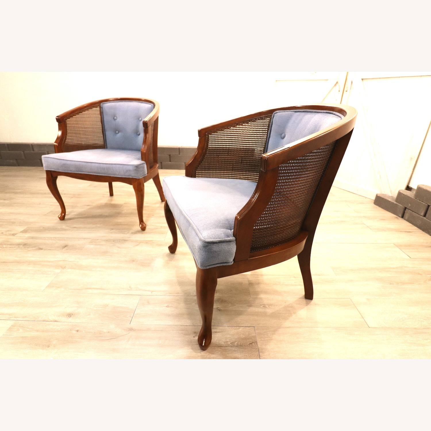 Vintage Hollywood Regency Cane Back Chairs - image-1