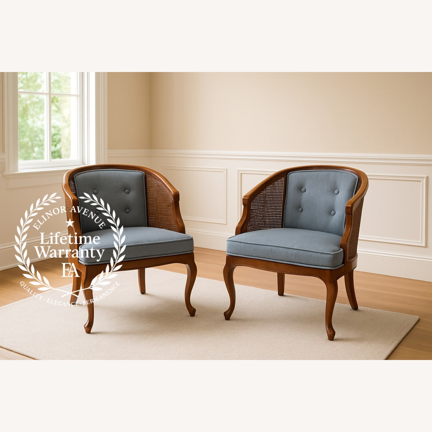 Vintage Hollywood Regency Cane Back Chairs - image-0