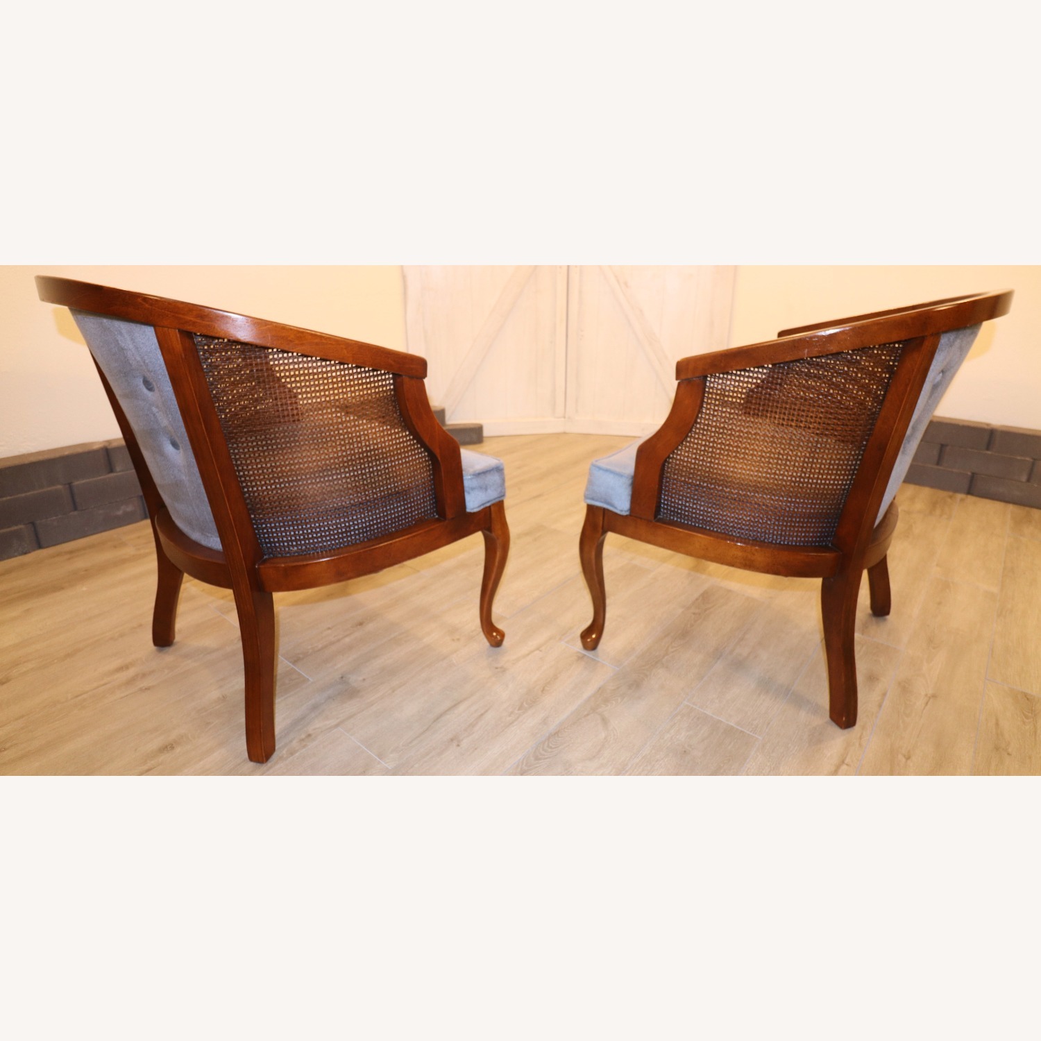 Vintage Hollywood Regency Cane Back Chairs - image-5