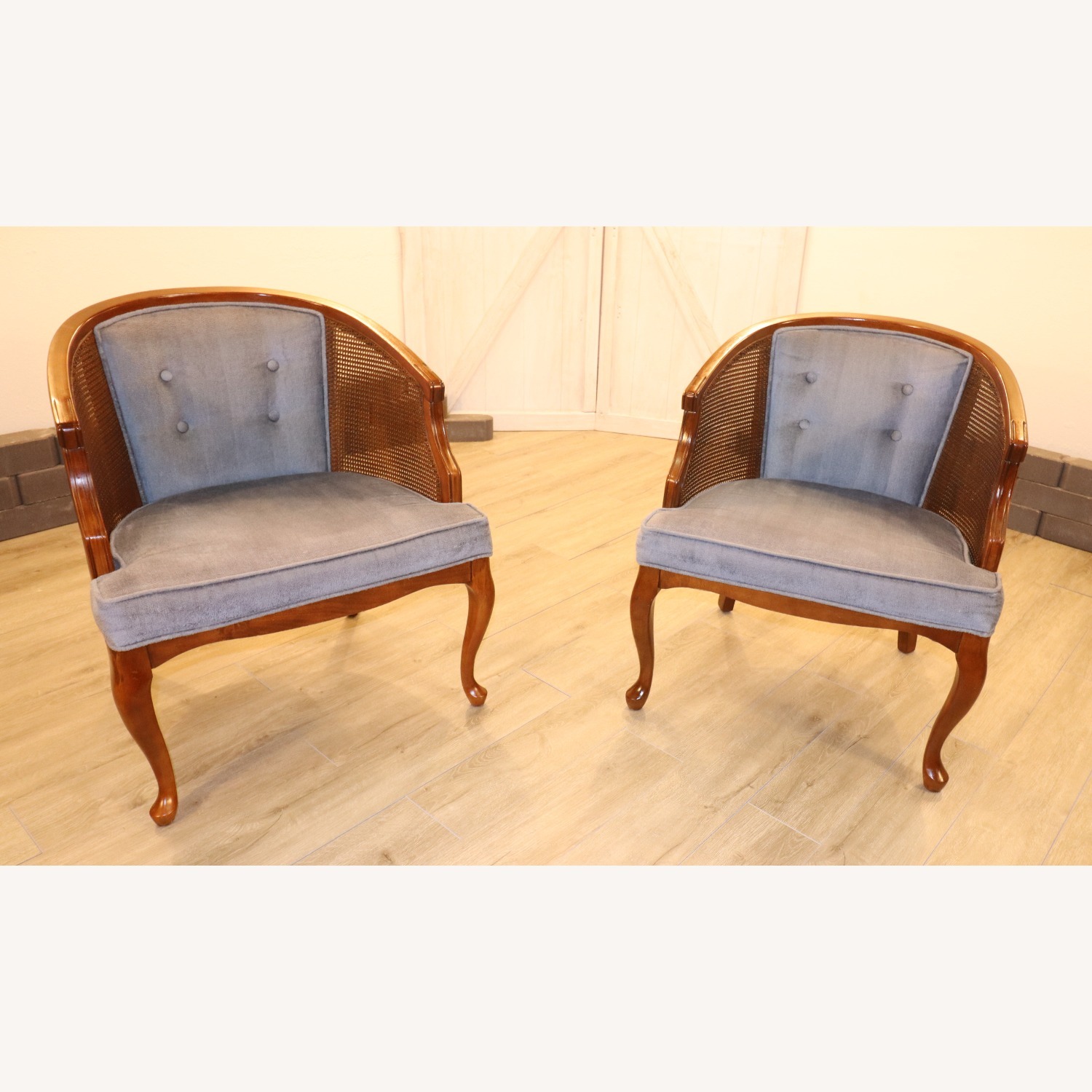 Vintage Hollywood Regency Cane Back Chairs - image-3