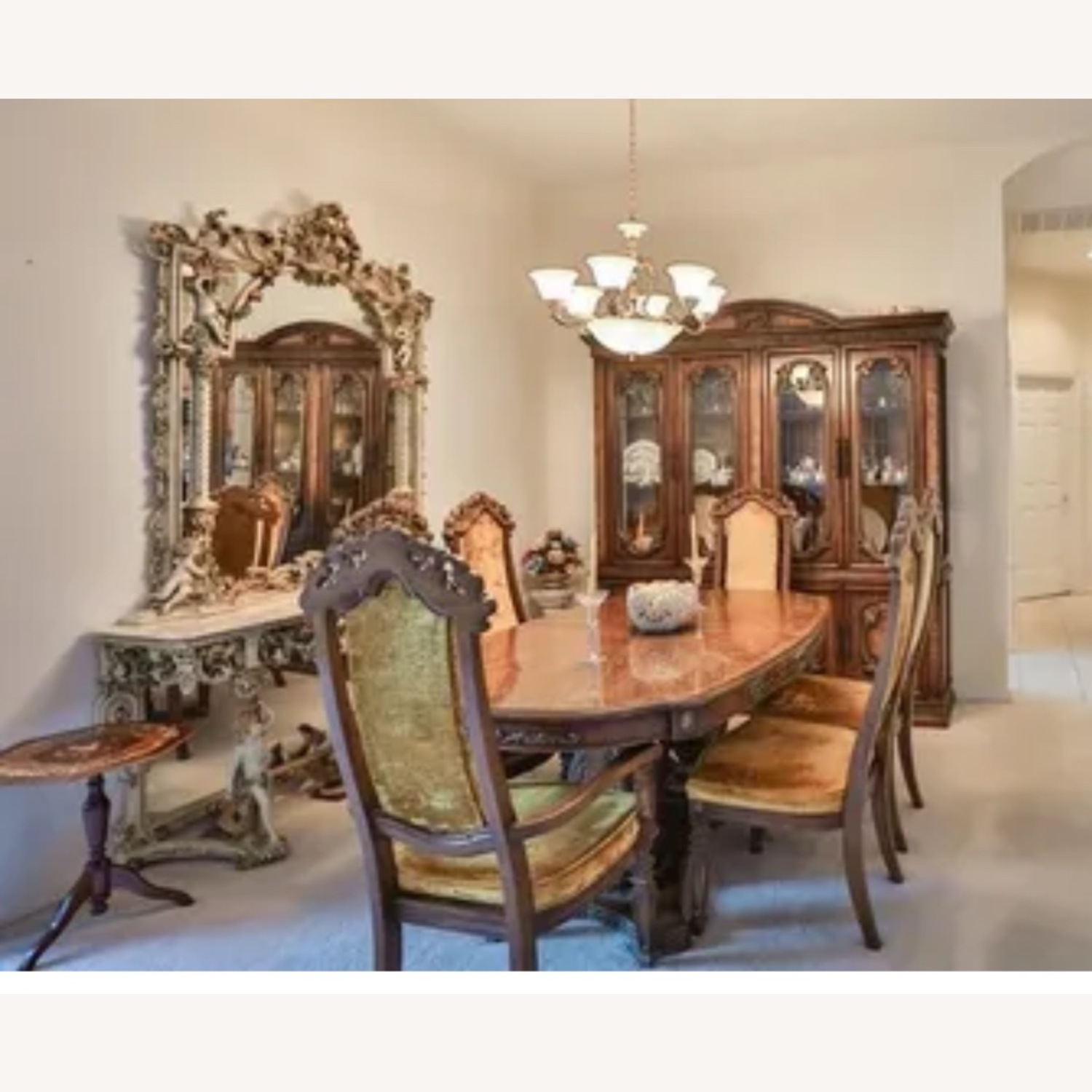 Antique Dining Room Table & Chairs - image-1