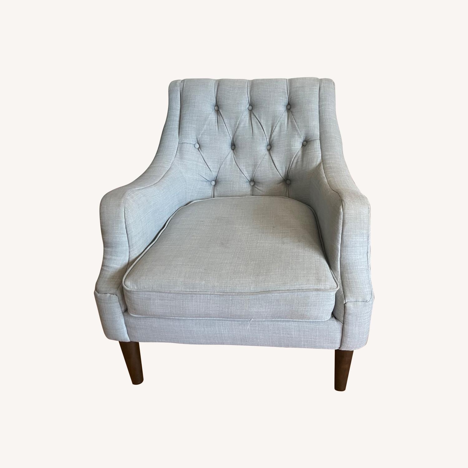 Wayfair Birch Lane Light Blue Wide Tufted Armchair - image-0