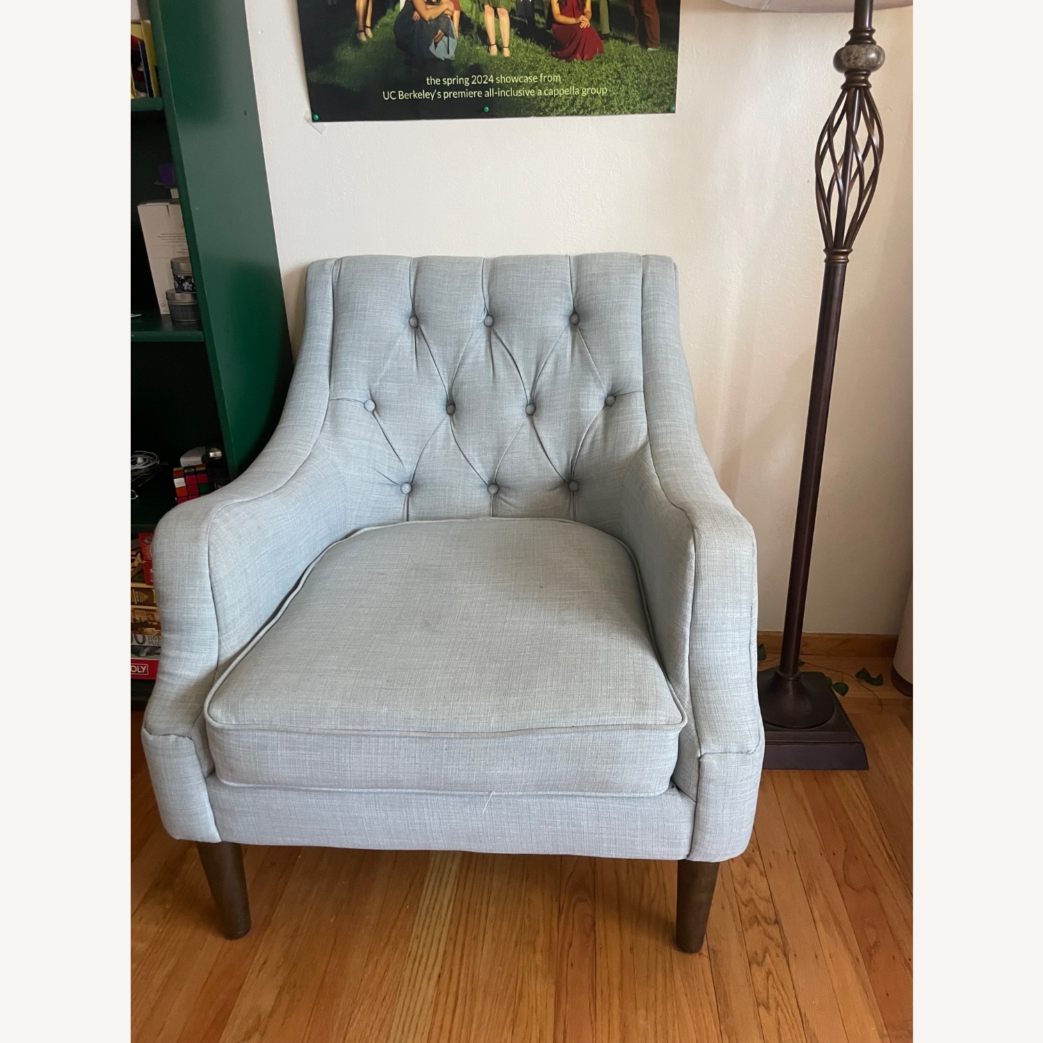 Wayfair Birch Lane Light Blue Wide Tufted Armchair - image-1