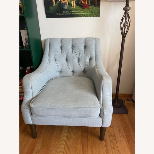 Used Wayfair Birch Lane Light Blue Wide Tufted Armchair for sale on AptDeco
