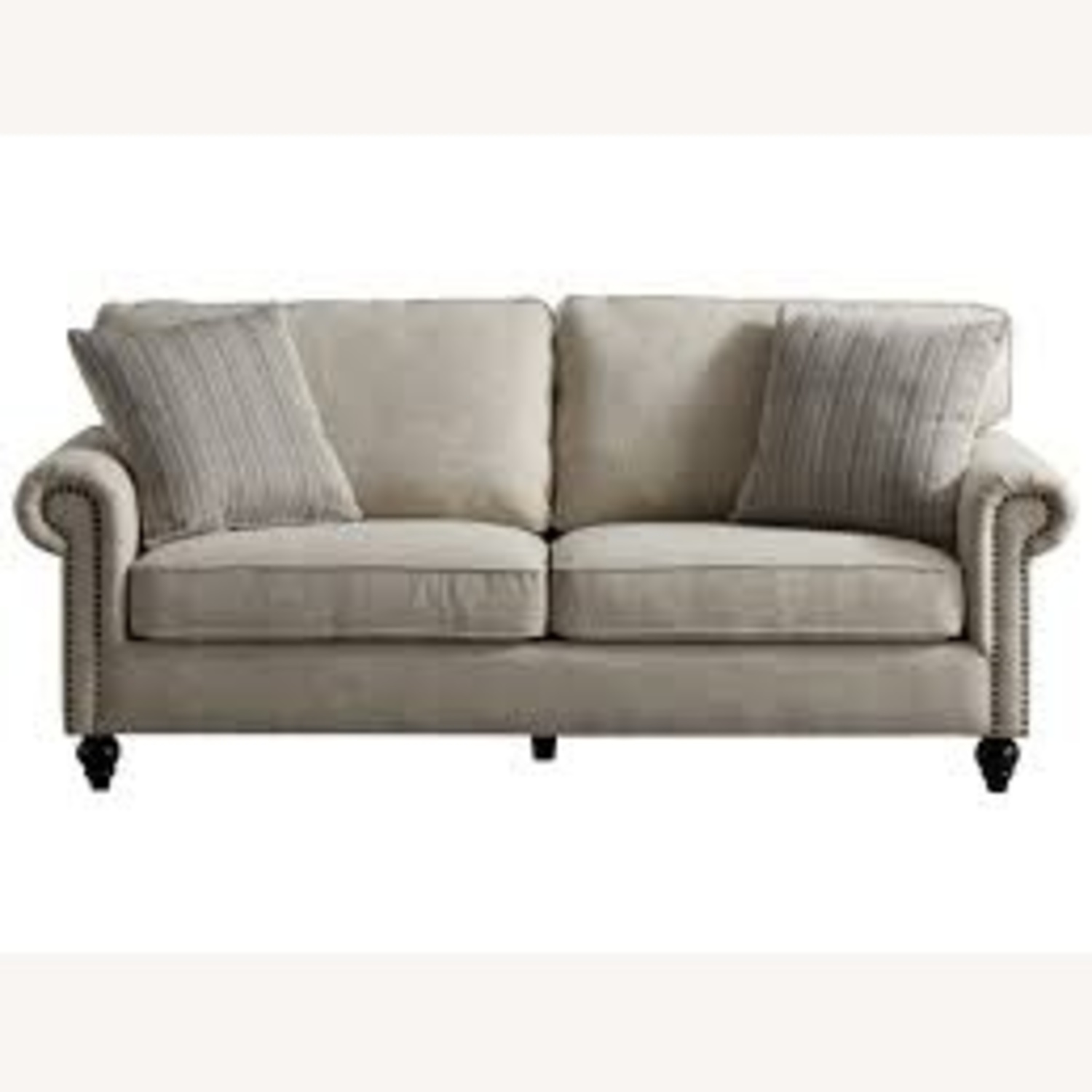 Ashley Fabric Sofa with Brass Nailhead Trim - image-4