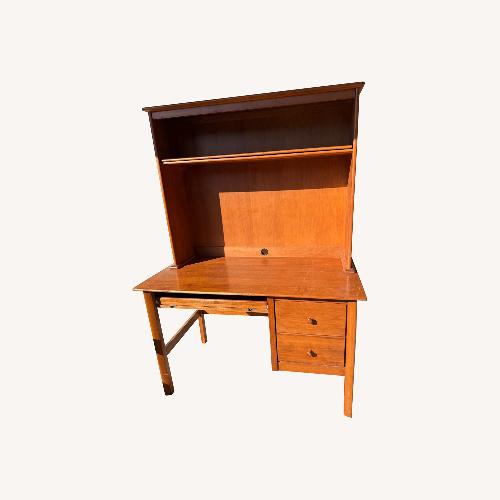 Used Wood Computer Task Desk with Upper Shelving for sale on AptDeco