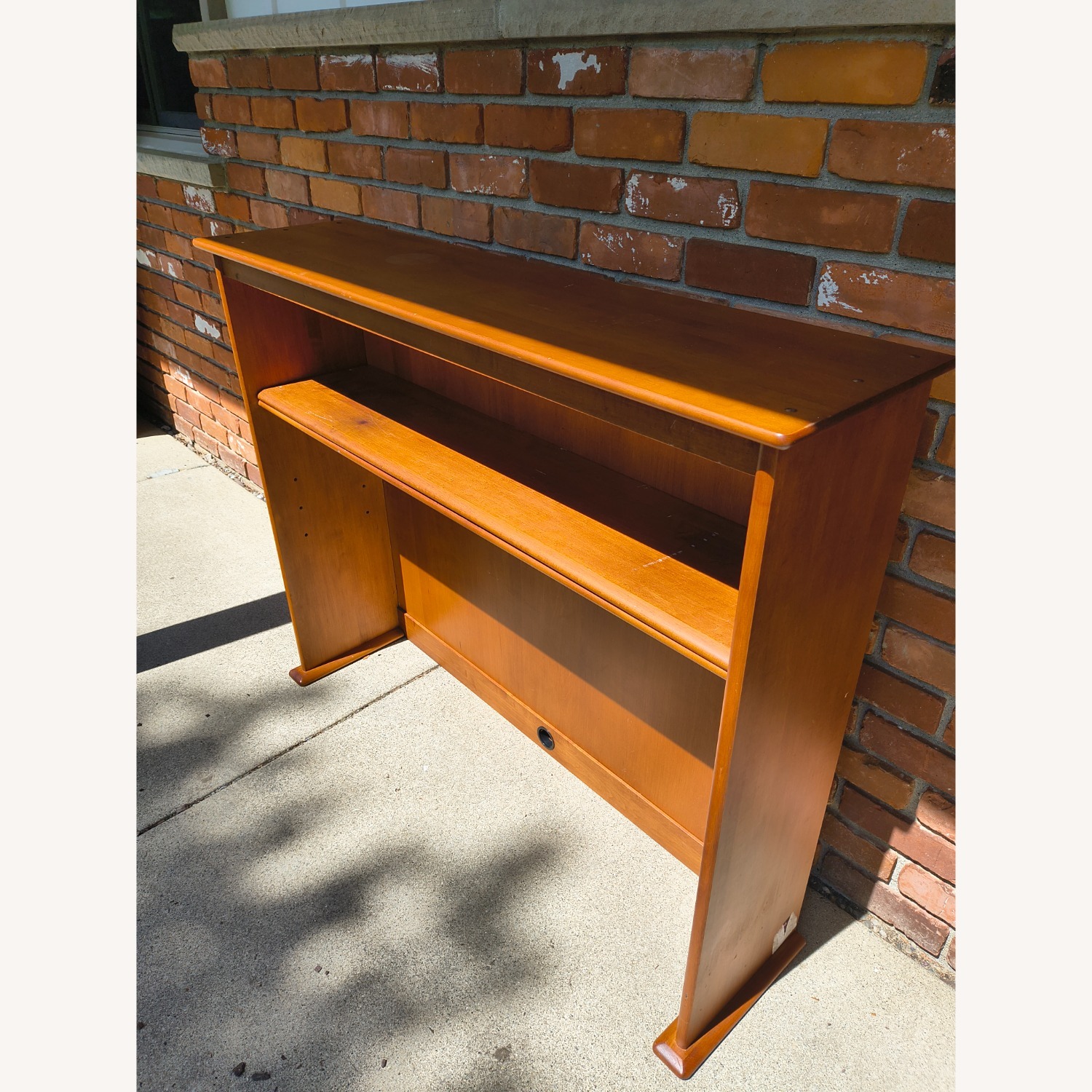 Wood Computer Task Desk with Upper Shelving - image-3