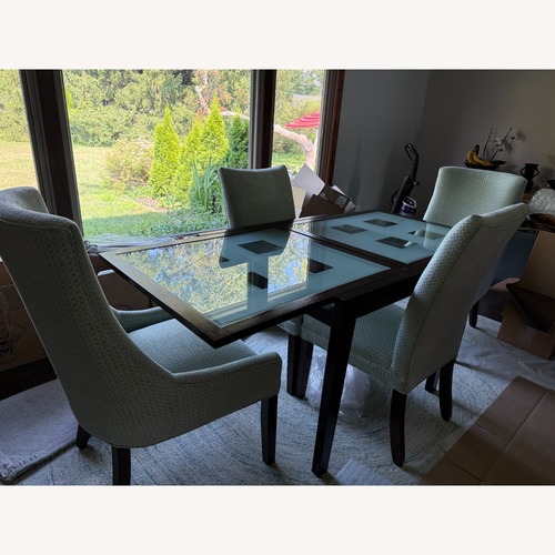 Used Wood and Glass Table Converts to Half Size for sale on AptDeco