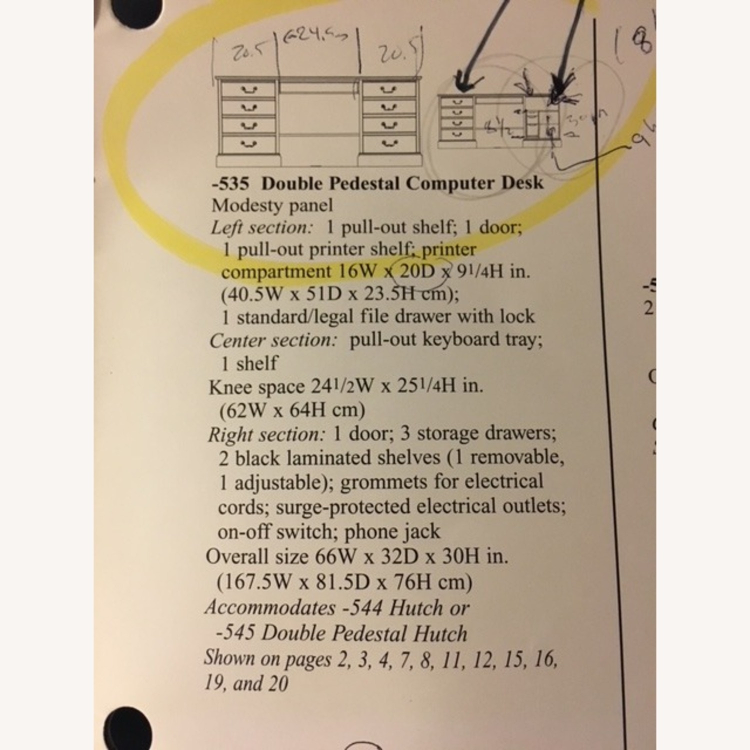 Lexington Bob Timberlake Double Pedestal Computer Desk/Hutch - image-3