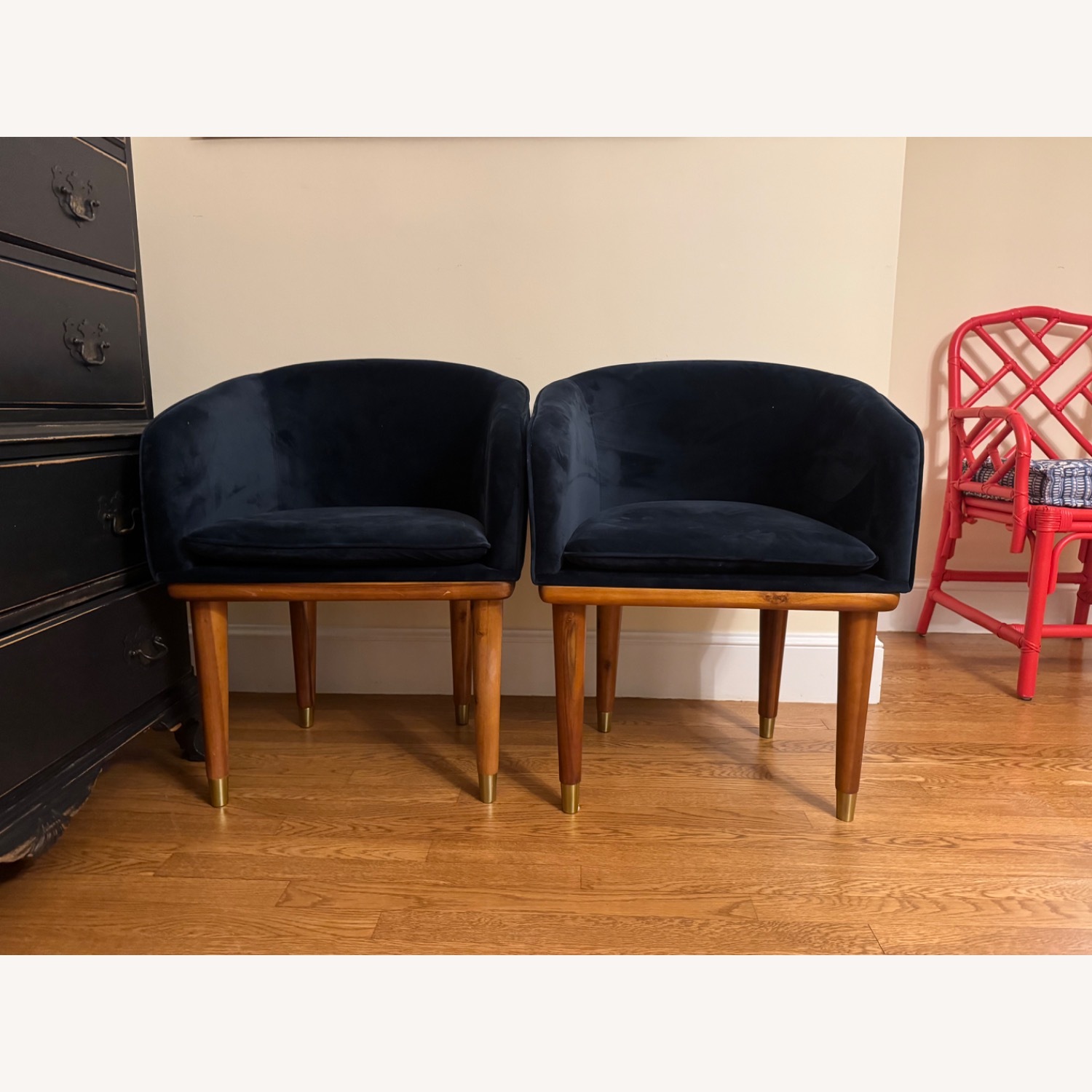 CB2 Blue Velvet Dining Chairs - image-1