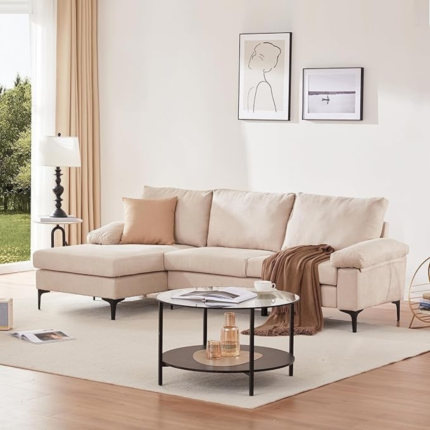 93" W Sectional Sofa Couch,L Shaped Couch - image-9