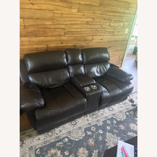 Used Brown Leather Electric Reclining Loveseat for sale on AptDeco