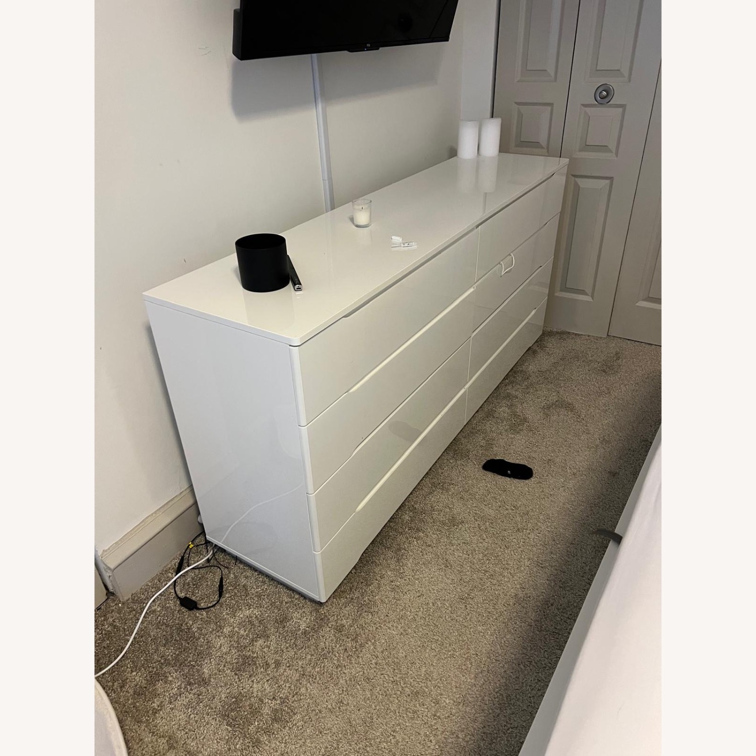 White Drawer Dresser with LED Light - image-1
