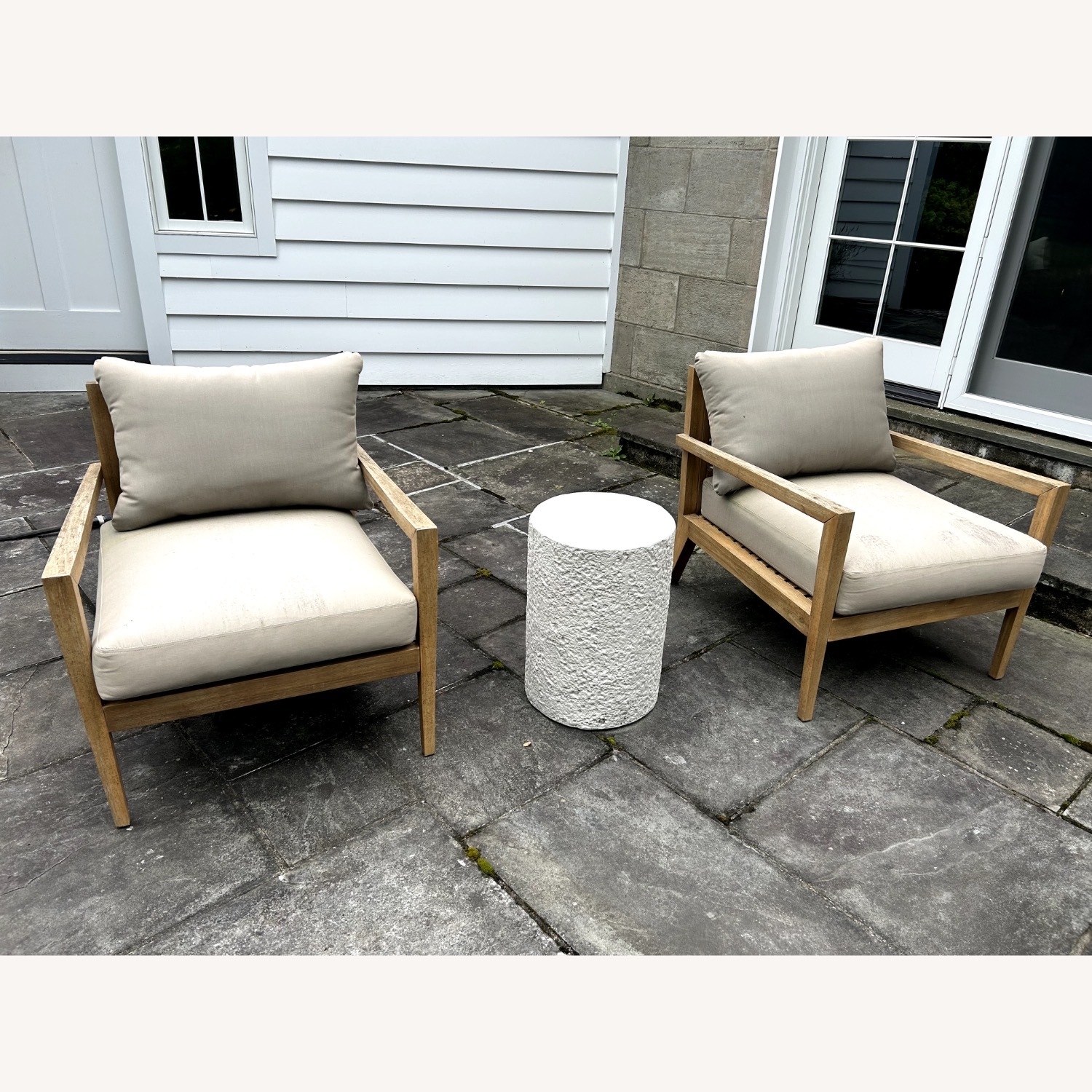 Acacia Wood Outdoor Chairs with Cushions - image-1