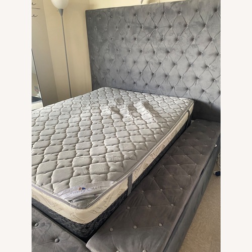 Used Queen Size Velvet Storage Bed Frame for sale on AptDeco