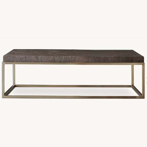 Used Restoration Hardware Coffee Table Oak and Brass for sale on AptDeco