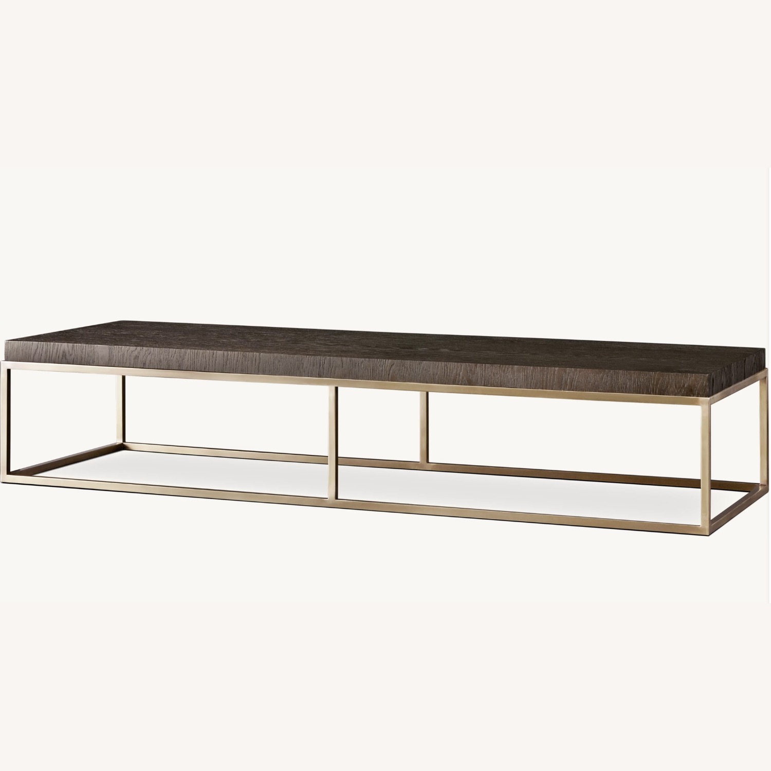 Restoration Hardware Coffee Table Oak and Brass - image-2