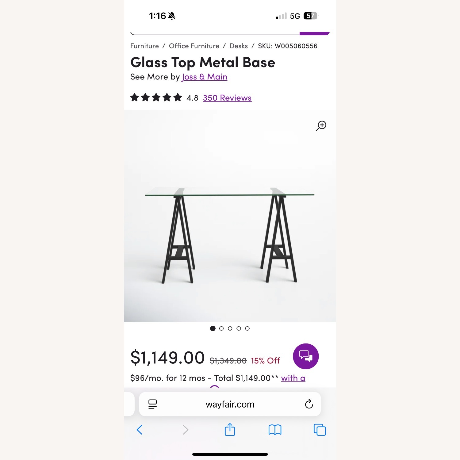 Joss & Main Tigerlily Glass Office Desk - image-3