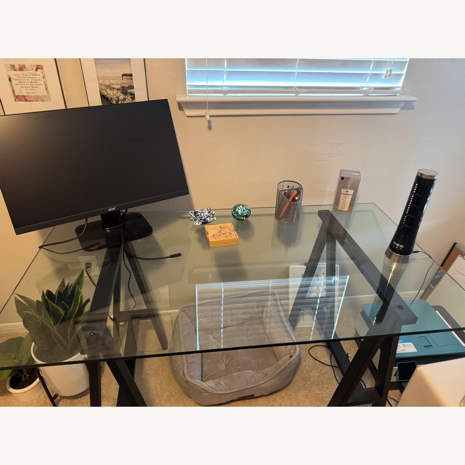 Joss & Main Tigerlily Glass Office Desk - image-1