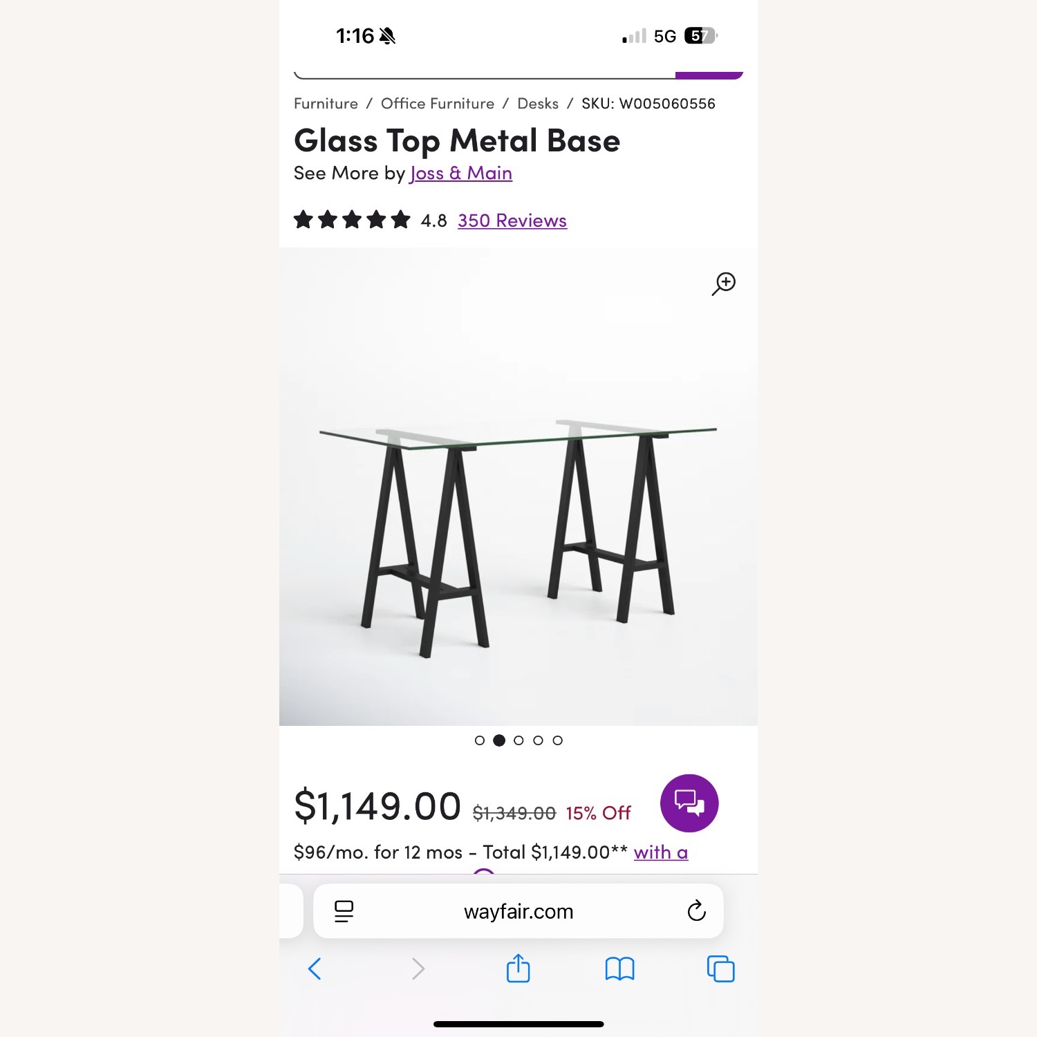 Joss & Main Tigerlily Glass Office Desk - image-6