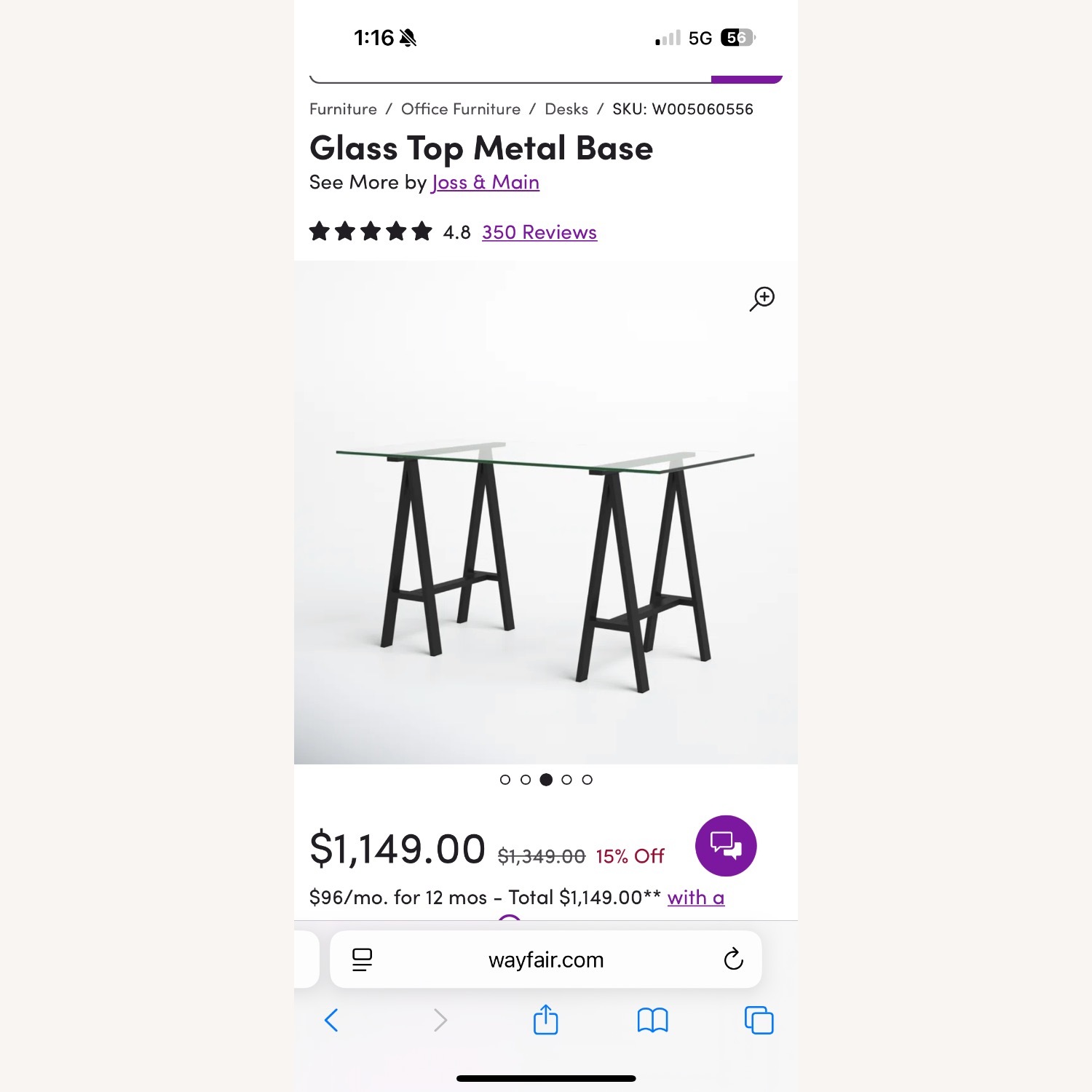 Joss & Main Tigerlily Glass Office Desk - image-5