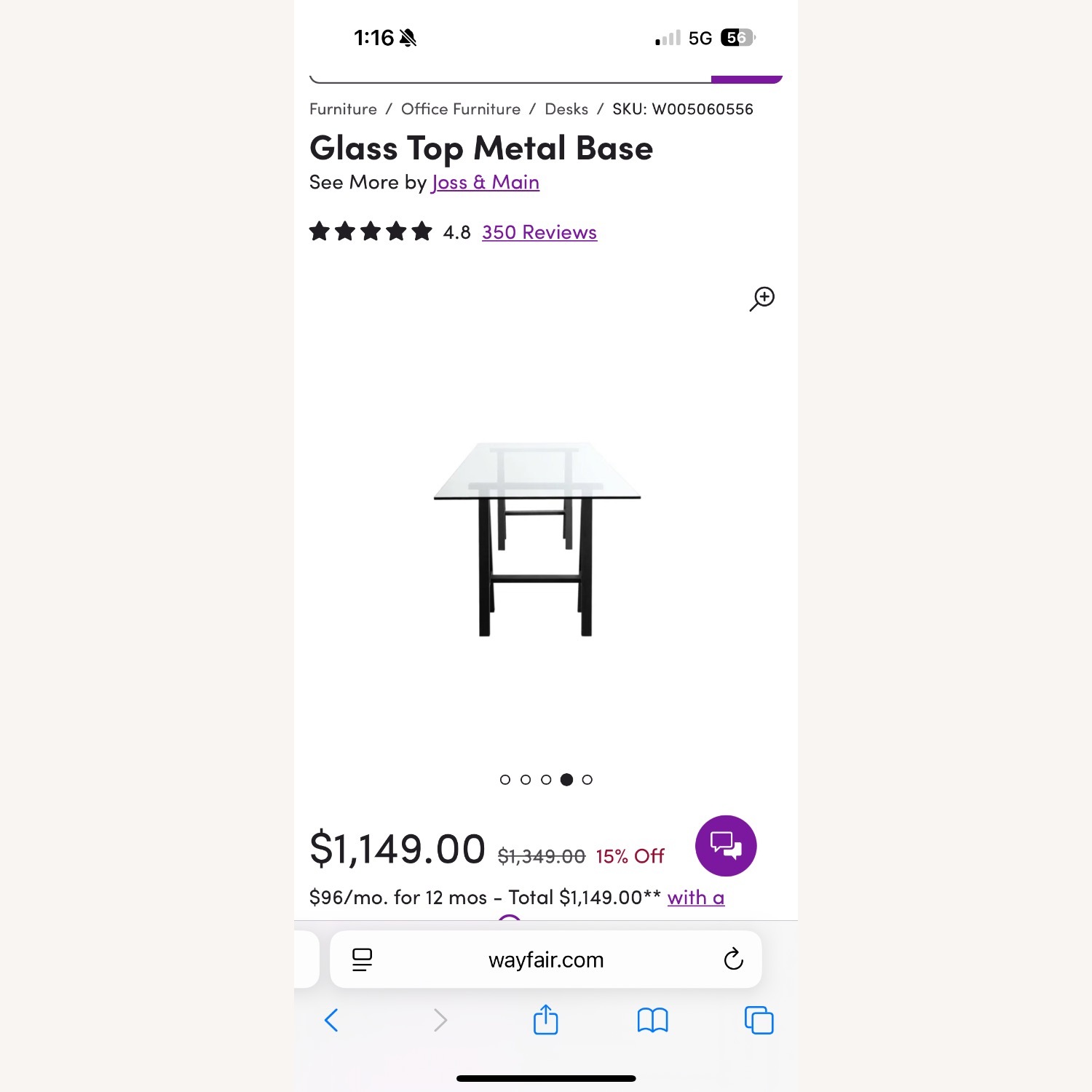 Joss & Main Tigerlily Glass Office Desk - image-4