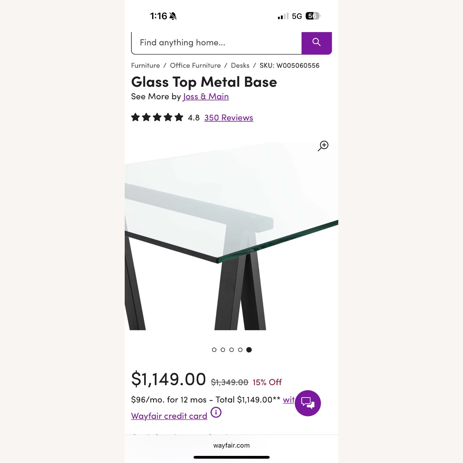 Joss & Main Tigerlily Glass Office Desk - image-7