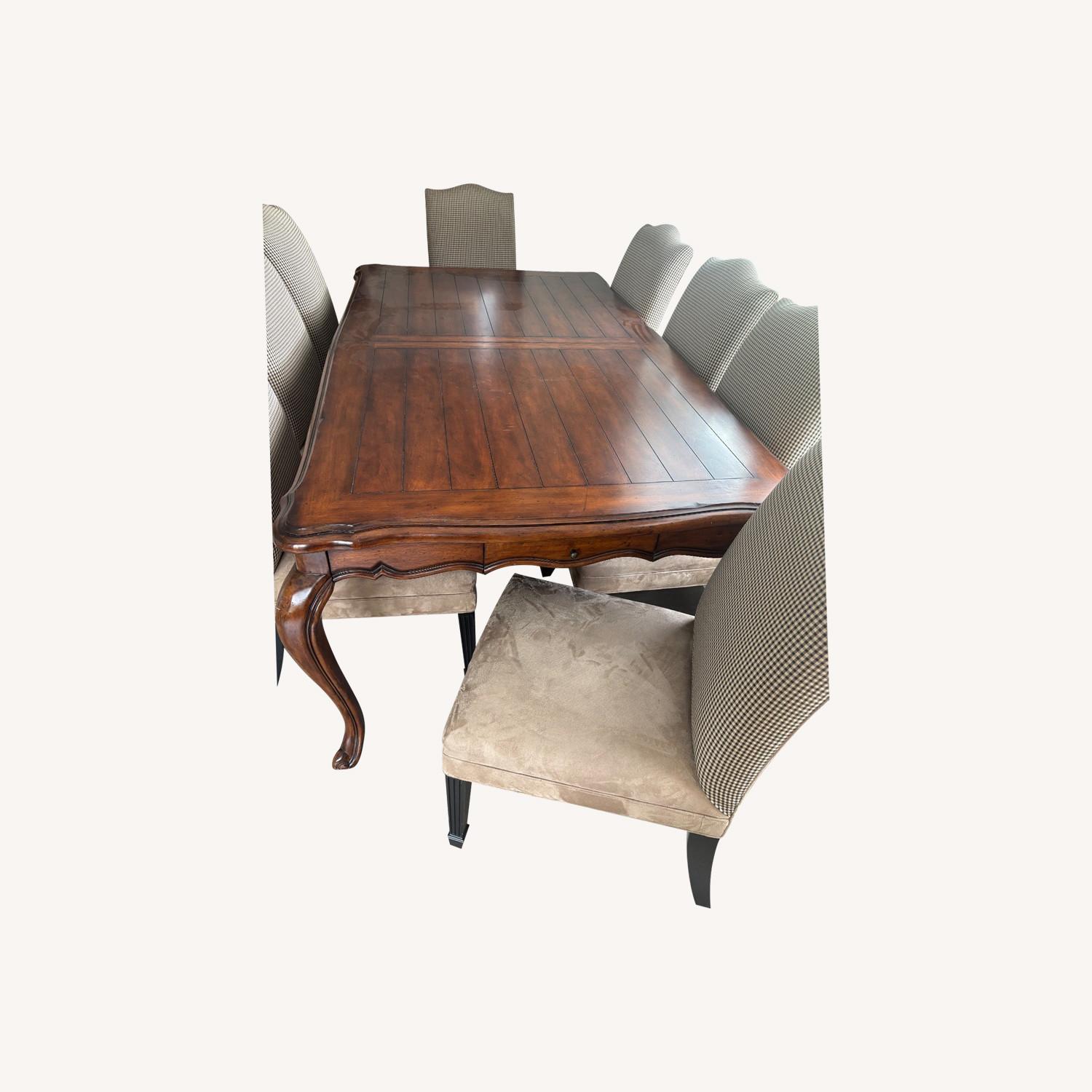 Wood Dining Set with 8 Custom Upholstered Chairs - image-0